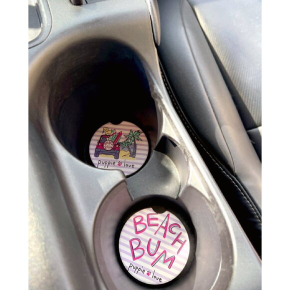 Puppie Love Beach Bum Car Coasters (set of 2) - Picture 3 of 5